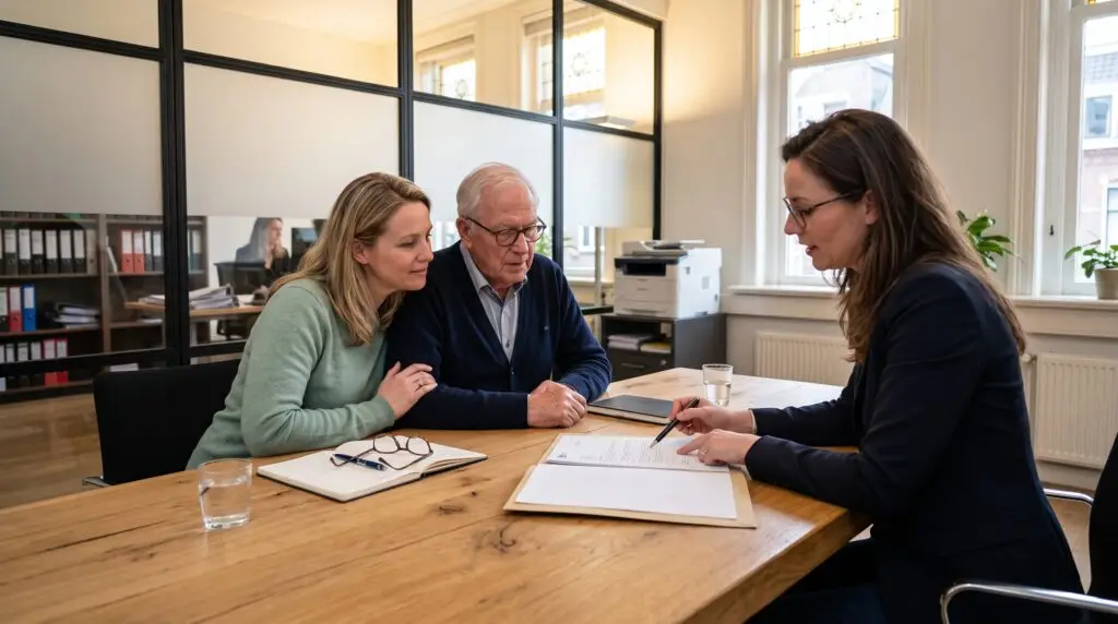 Mantelzorger en ouder die een levenstestament opstellen bij de notaris